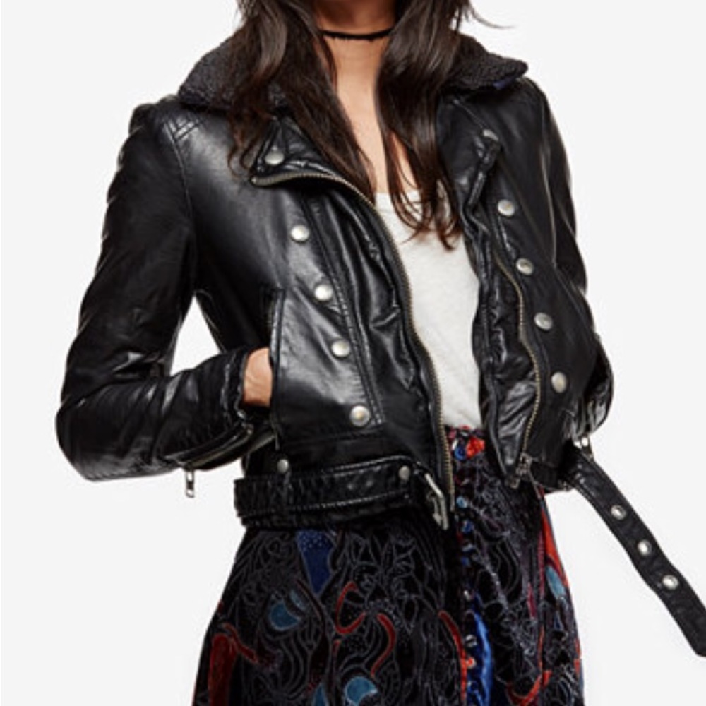 🌸HP🌸NWT Free people vegan leather jacket Sz XS
